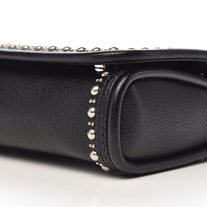 Miu Miu Goatskin Madras Borchie Shoulder Bag Black 10 of 11