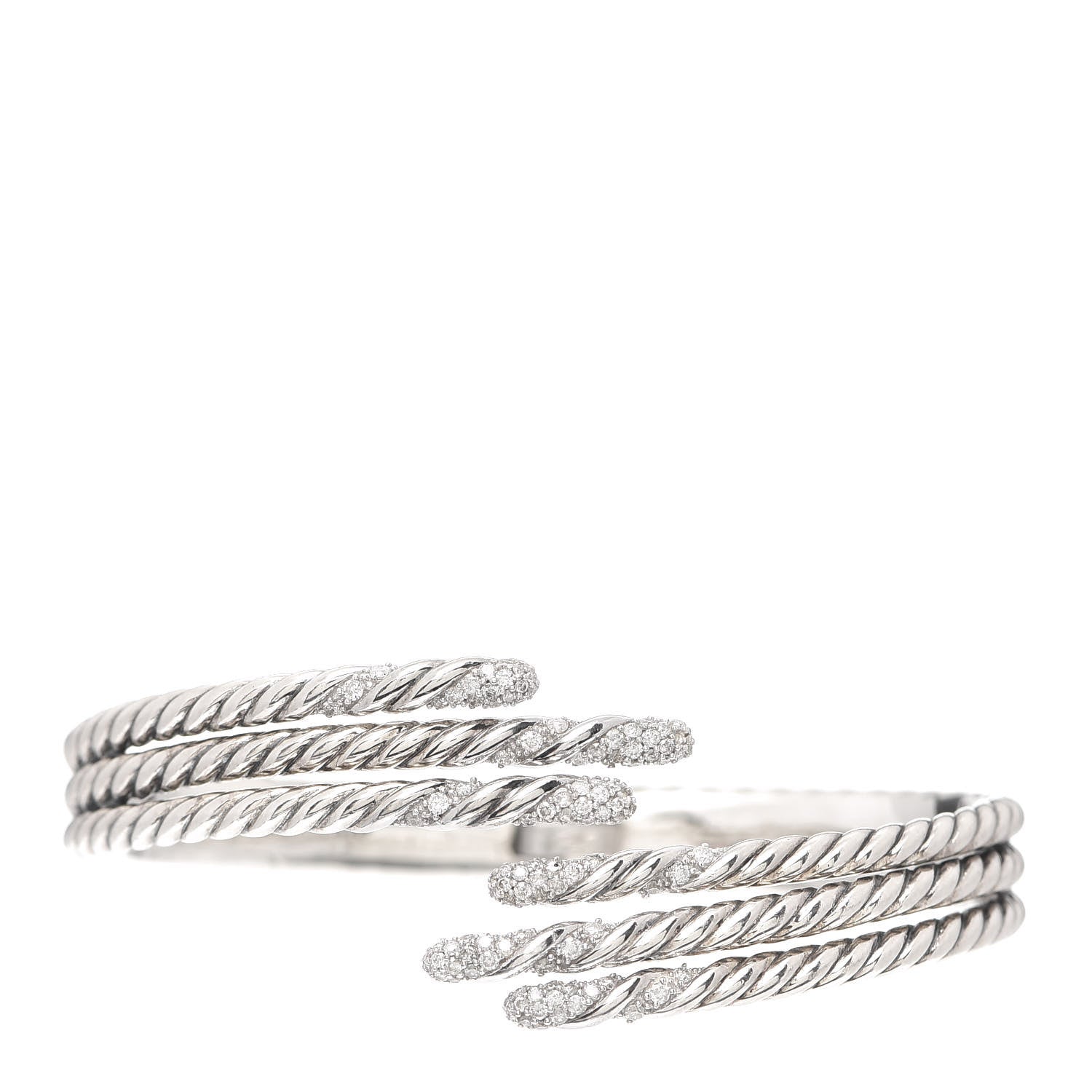 David Yurman Sterling Silver Diamond 3-Row Open Willow Bracelet 1 of 5