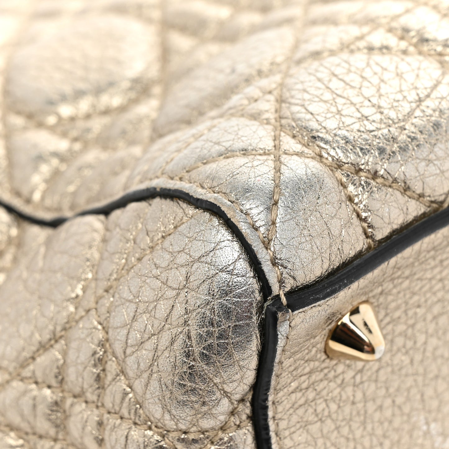 Metallic Grained Calfskin Cannage Medium Supple Lady Dior Gold