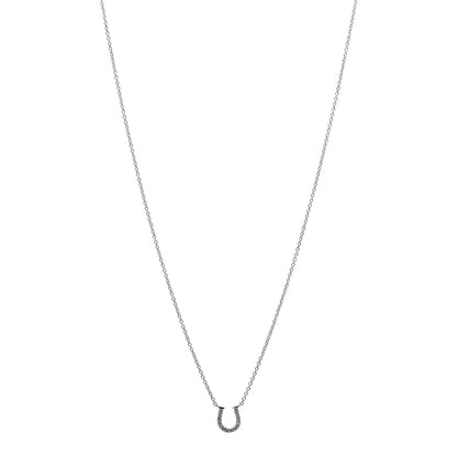 Tiffany 18K White Gold Diamond Mini Metro Horseshoe Pendant Necklace 1 of 8