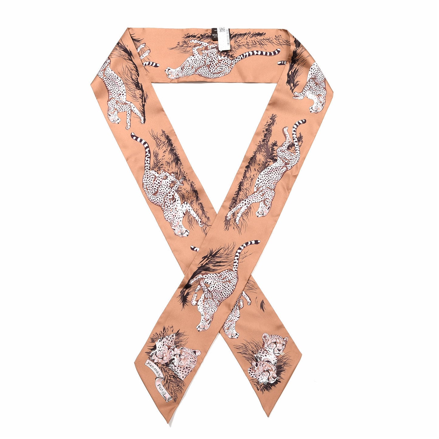 Silk Guepards Maxi Twilly Slim Beige Taupe Ebene
