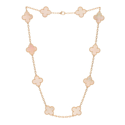 Van Cleef & Arpels 18K Yellow Gold Mother of Pearl 10 Motifs Vintage Alhambra Necklace 2 of 4