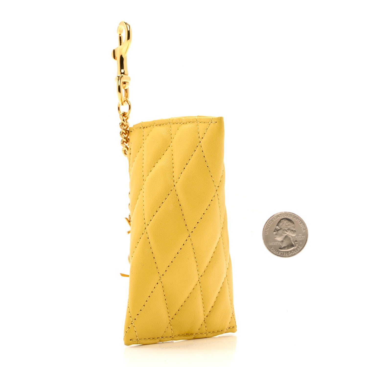 Saint Laurent Quilted Lambskin Berlingo Bag Charm Sunflower 2 of 4