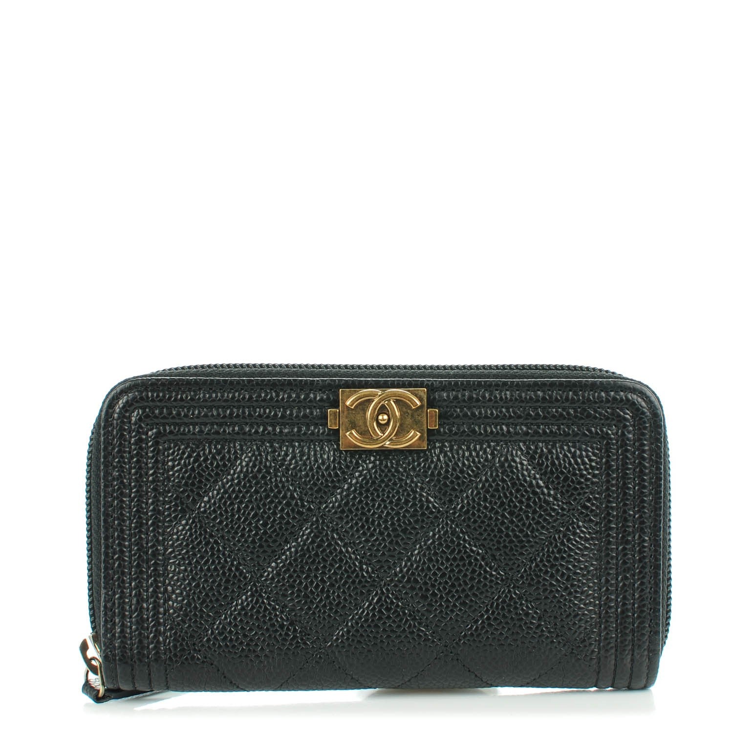 Chanel Caviar Quilted Small Boy Zip Around Wallet Black 1 of 8