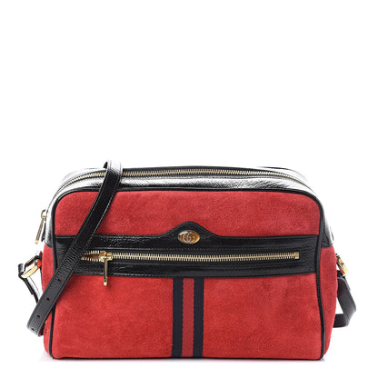 Gucci Suede Patent Web Small Ophidia Shoulder Bag Hibiscus Red Black 1 of 7