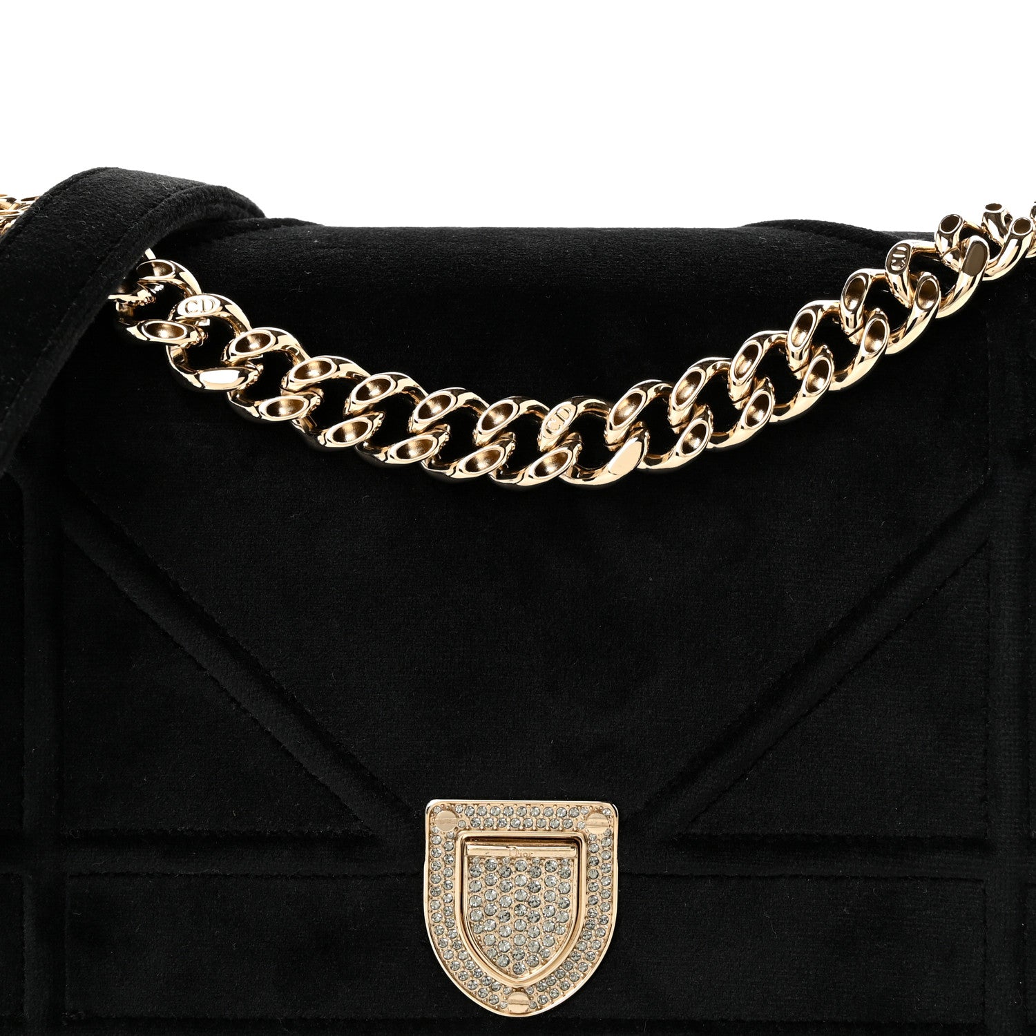 Christian Dior Velvet Small Diorama Flap Bag Black 7 of 9