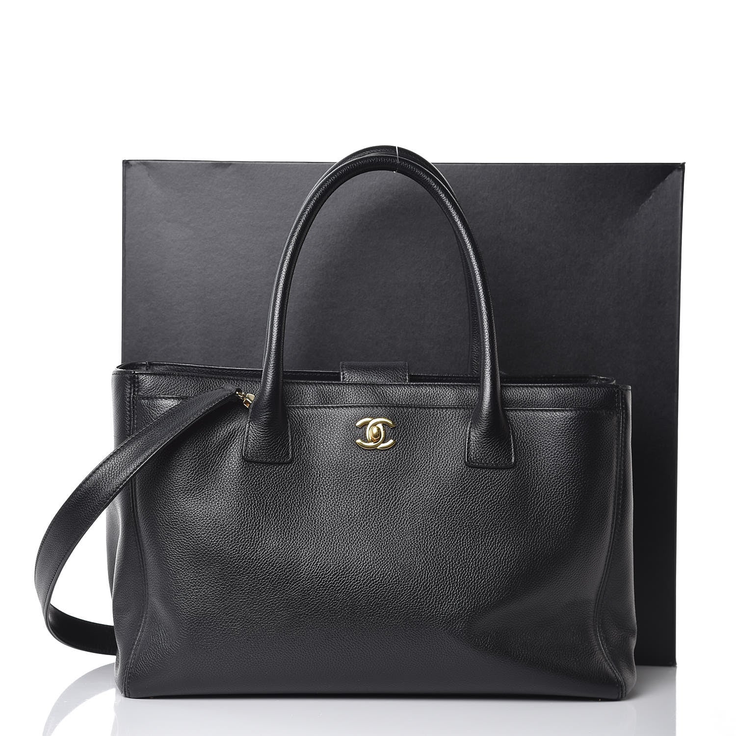 Chanel Calfskin Cerf Executive Shopper Tote Black 15 of 15