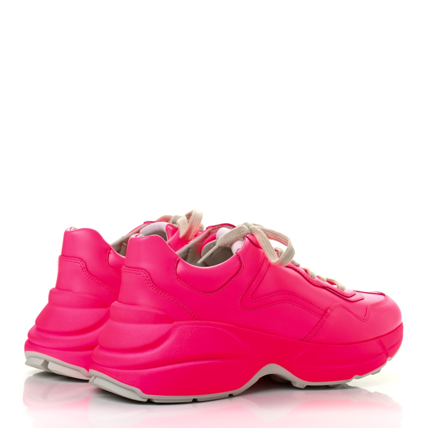 Gucci Calfskin Womens Rhyton Sneakers 38.5 Fluo Fuxia 3 of 4