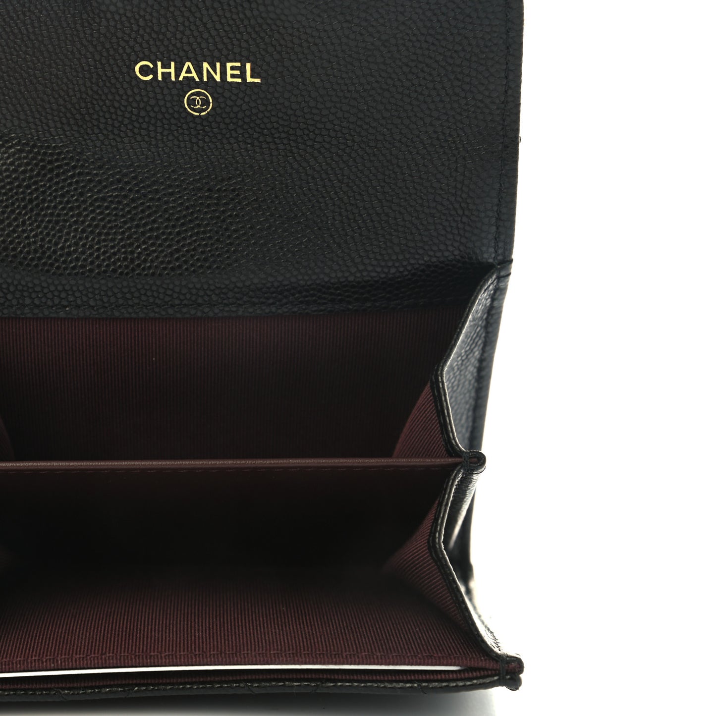 Caviar Quilted Flap Card Holder Chain Wristlet Black