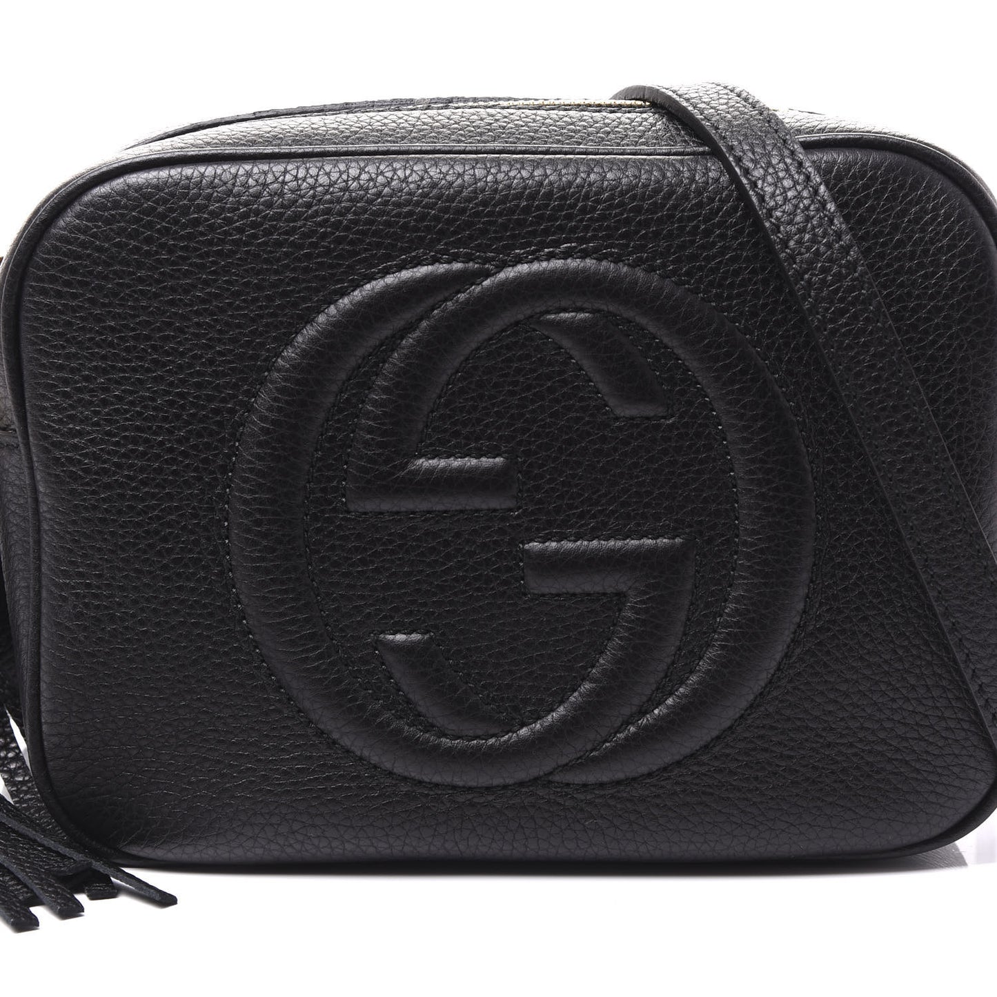 Pebbled Calfskin Small Soho Disco Bag Black