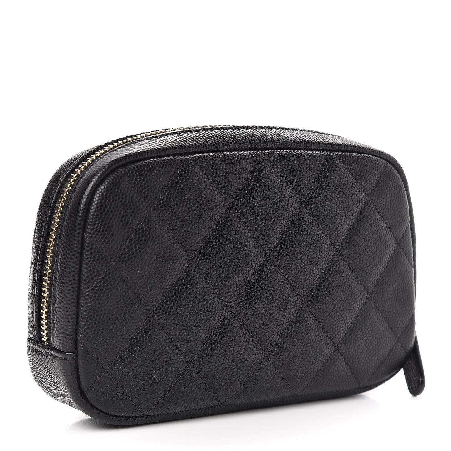 Caviar Quilted Small Curvy Pouch Cosmetic Case Black