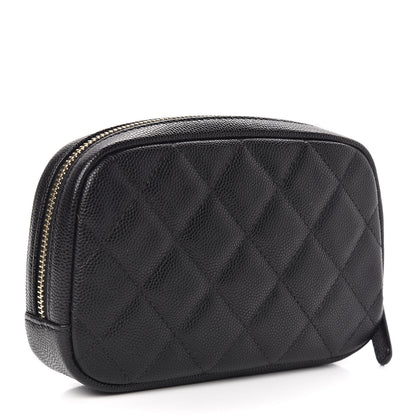 Chanel Caviar Quilted Small Curvy Pouch Cosmetic Case Black 3 of 8