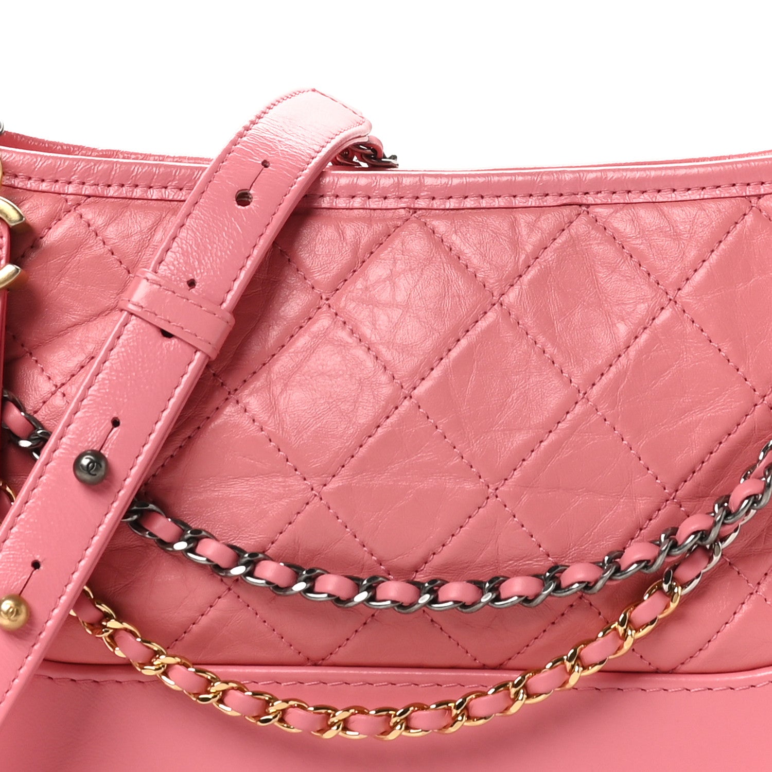 Chanel Aged Calfskin Quilted Medium Gabrielle Logo Hobo Rose 8 of 10