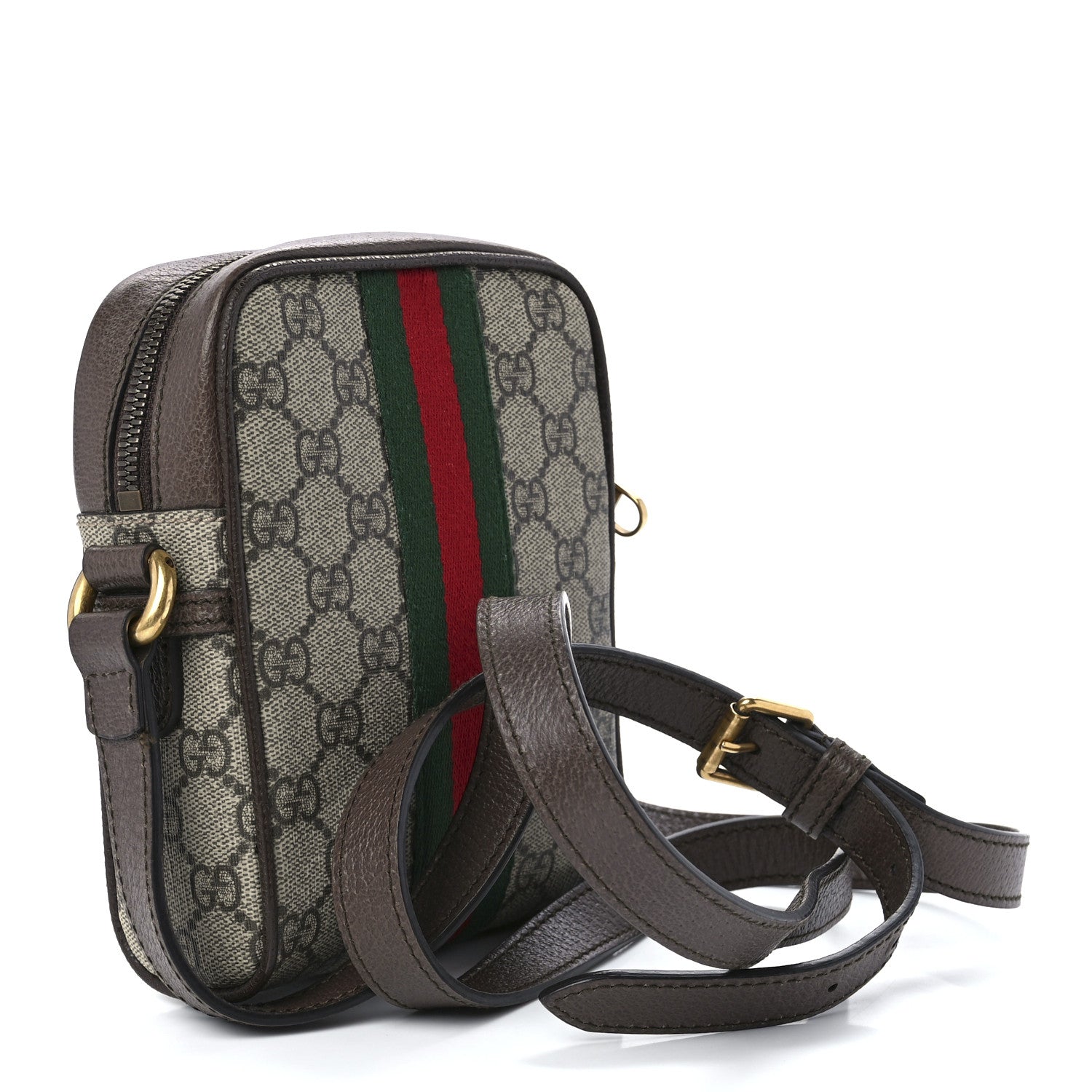 Gucci GG Supreme Monogram Web Mini Ophidia Messenger Brown 3 of 12