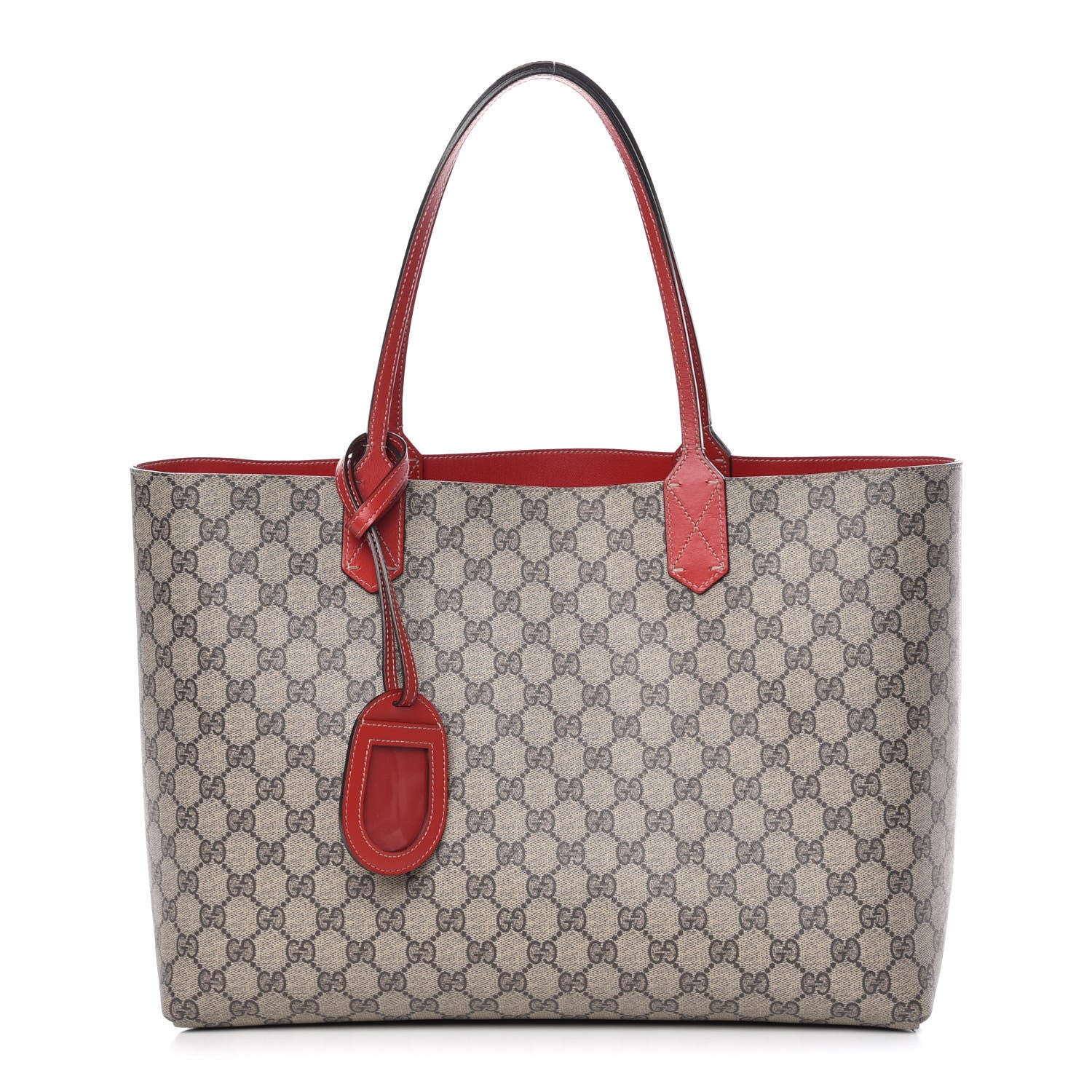 Gucci GG Supreme Monogram Medium Reversible Tote Beige Red 1 of 15