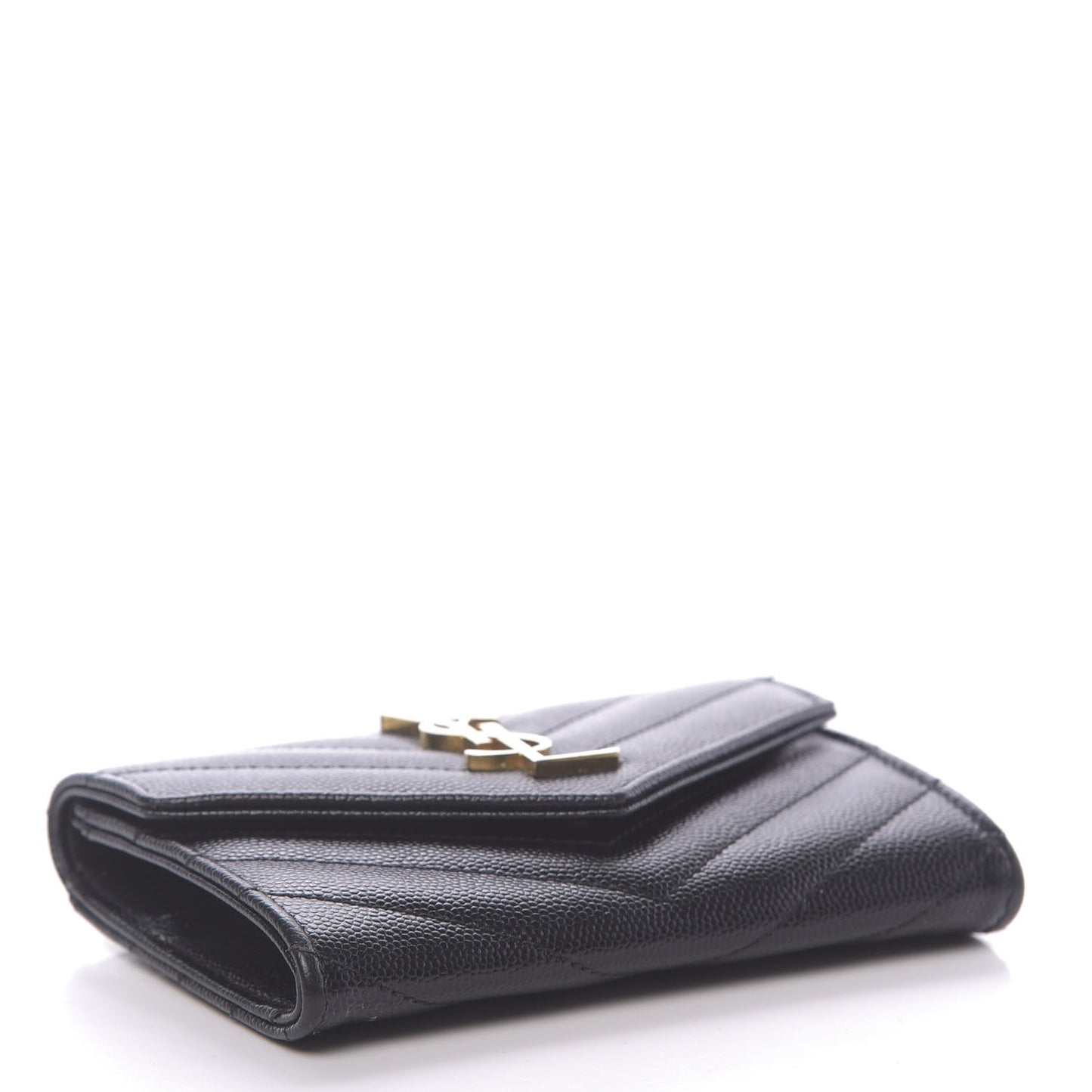 Grain De Poudre Matelasse Chevron Small Monogram Envelope Wallet Black