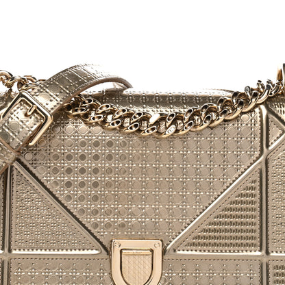 Christian Dior Metallic Patent Micro-Cannage Small Diorama Flap Bag Gold 8 of 12