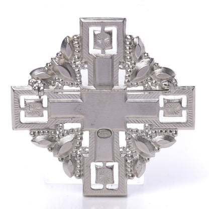 Chanel Crystal Baguette Maltese Cross Brooch Black Silver 3 of 5
