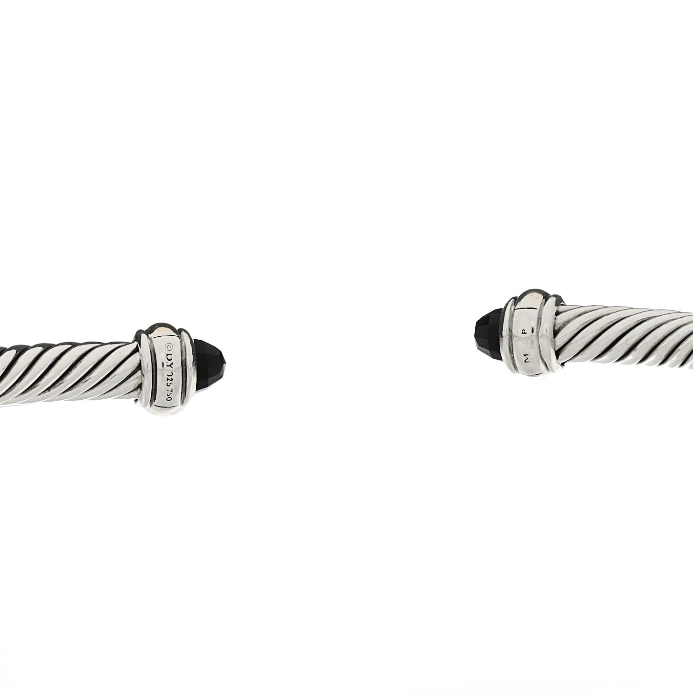 David Yurman Sterling Silver 18K Yellow Gold Black Onyx 4mm Cable Classics Bracelet 3 of 3