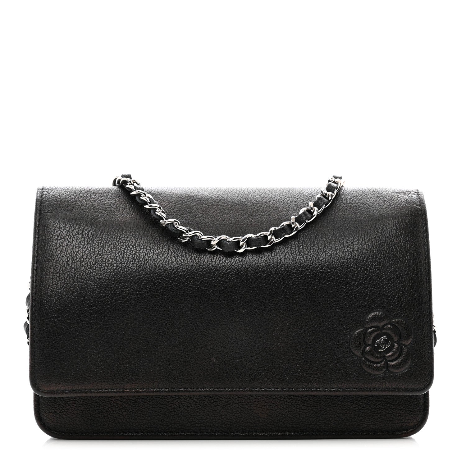 Chanel Calfskin Camellia Wallet on Chain WOC Black 1 of 14