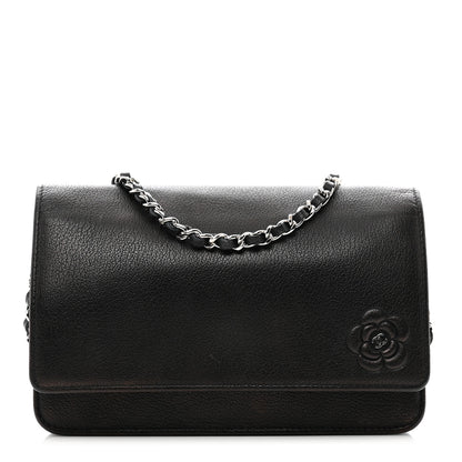 Chanel Calfskin Camellia Wallet on Chain WOC Black 1 of 14
