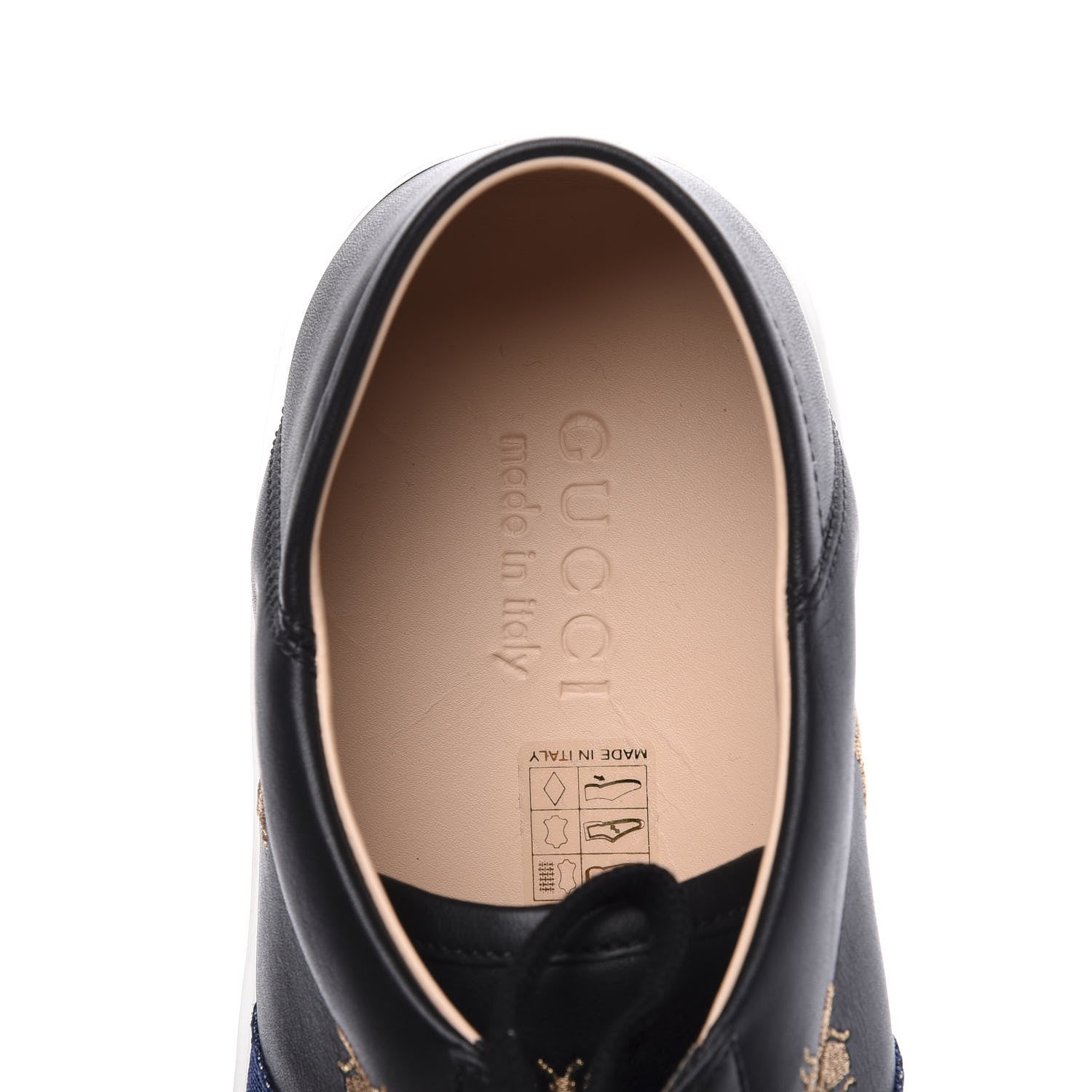 Gucci Calfskin Bee Star Embroidered Mens Sylvie Web Ace Sneakers 11 Black 8 of 11