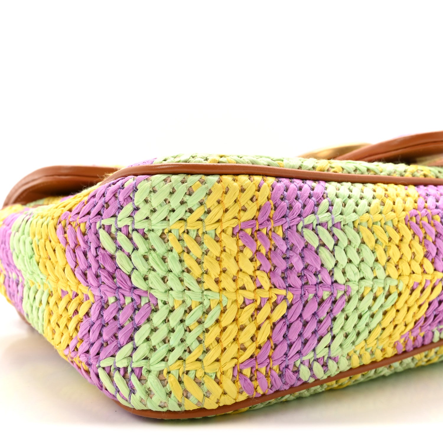 Gucci Calfskin Raffia Woven Small GG Marmont Shoulder Bag Multicolor 9 of 10