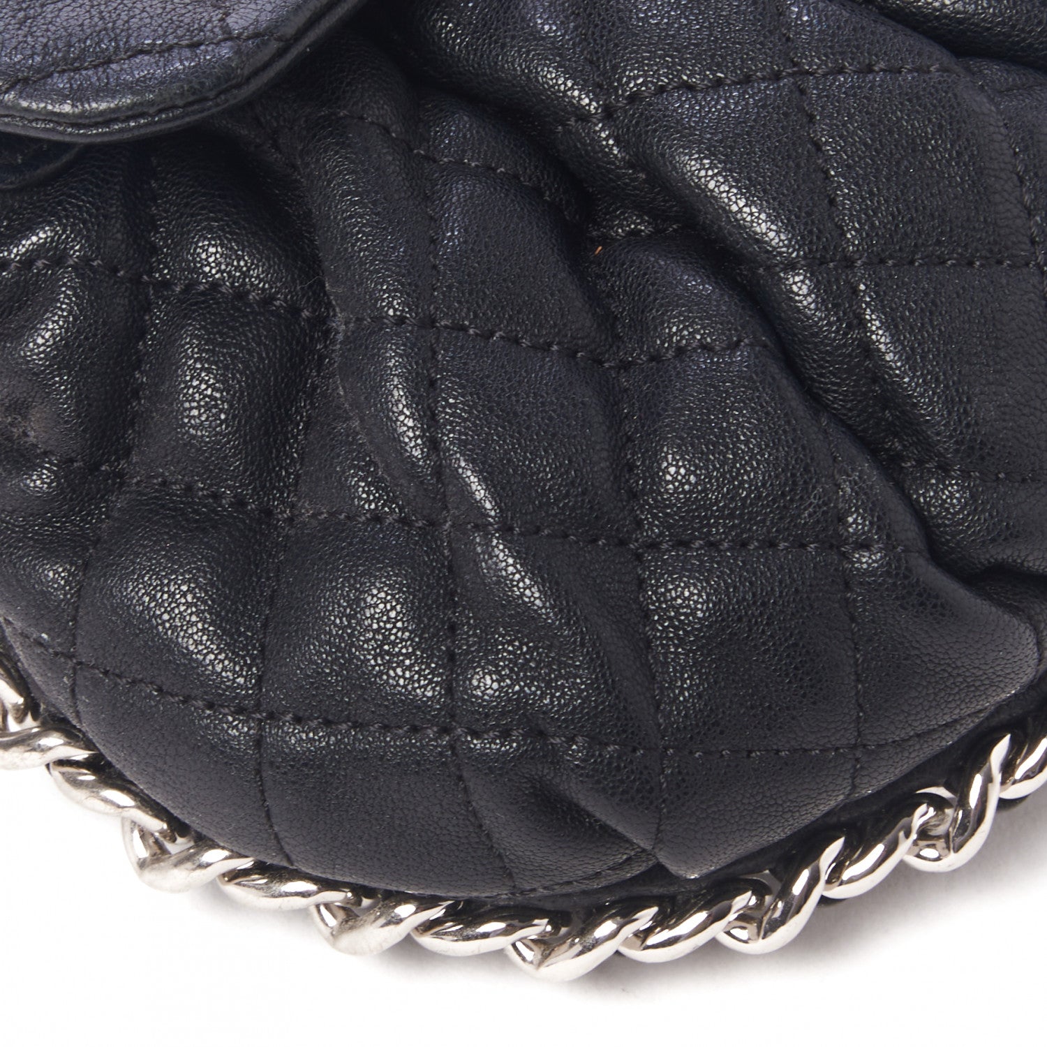Chanel Washed Lambskin Quilted Mini Chain Around Messenger Black 6 of 13