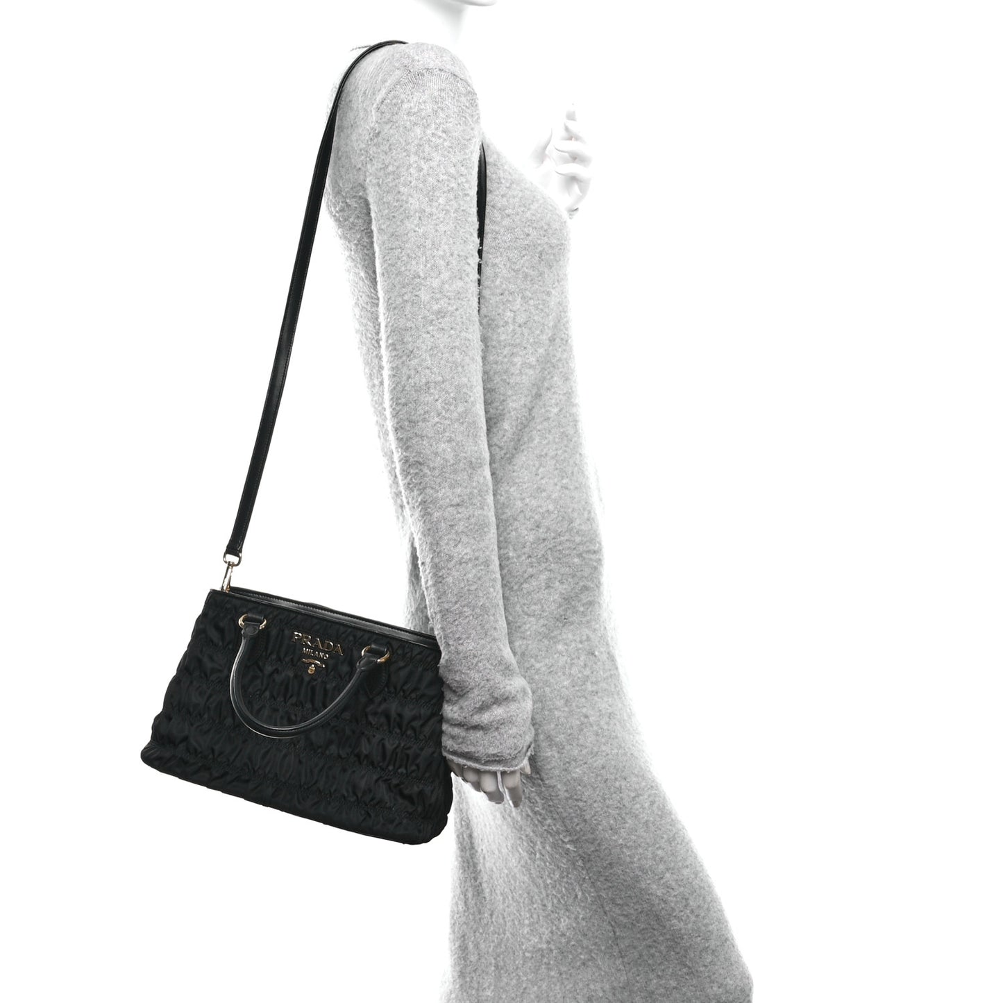 Tessuto Nylon Gaufre Small Tote Black