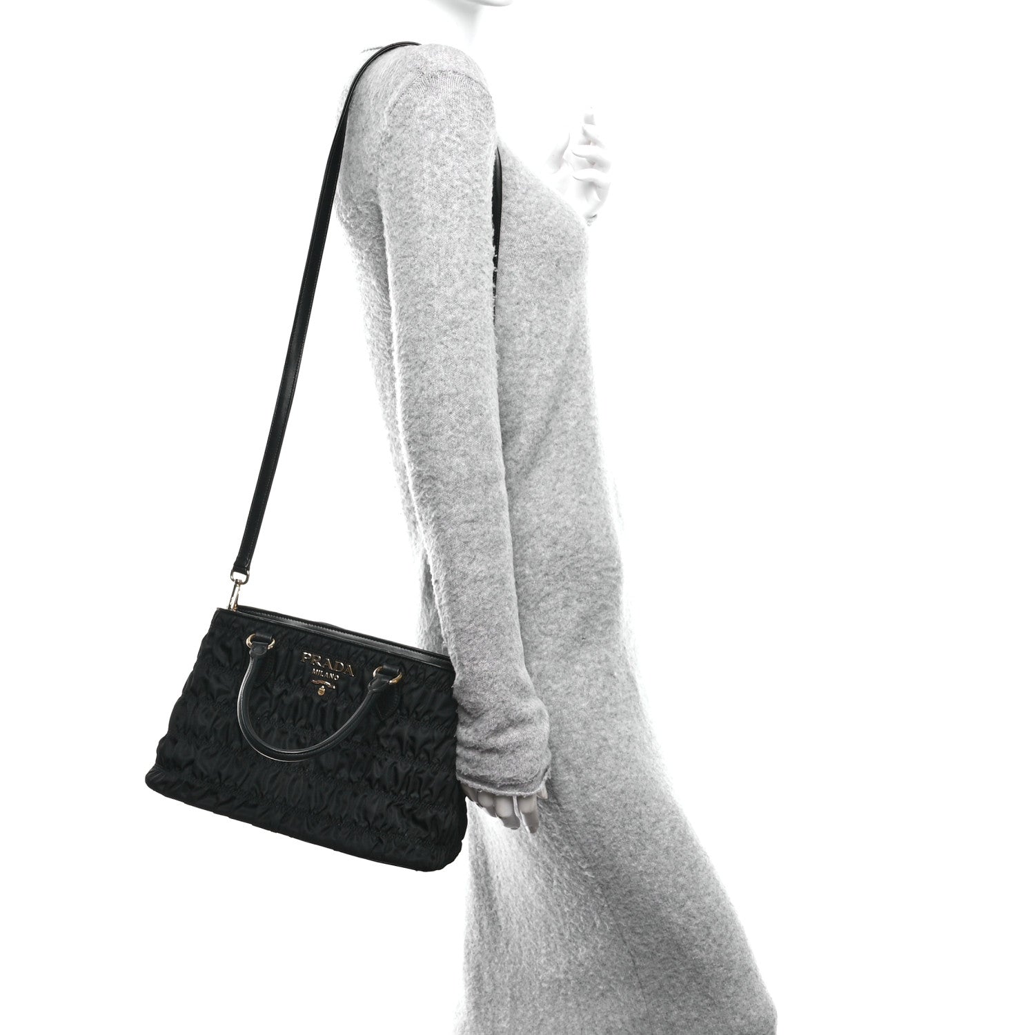 Prada Tessuto Nylon Gaufre Small Tote Black 2 of 11