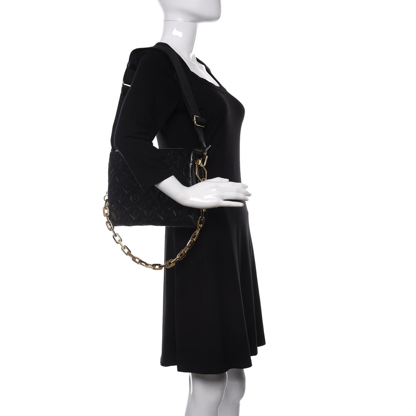 Lambskin Embossed Monogram Coussin PM Black