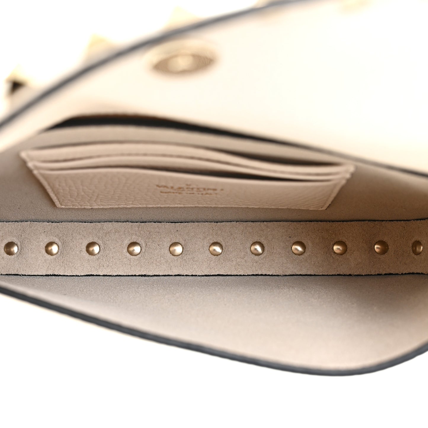 Grainy Calfskin Rockstud Crossbody Pouch Light Ivory