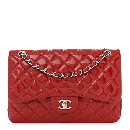 Chanel Patent Quilted Jumbo Double Flap Red 1 of 12