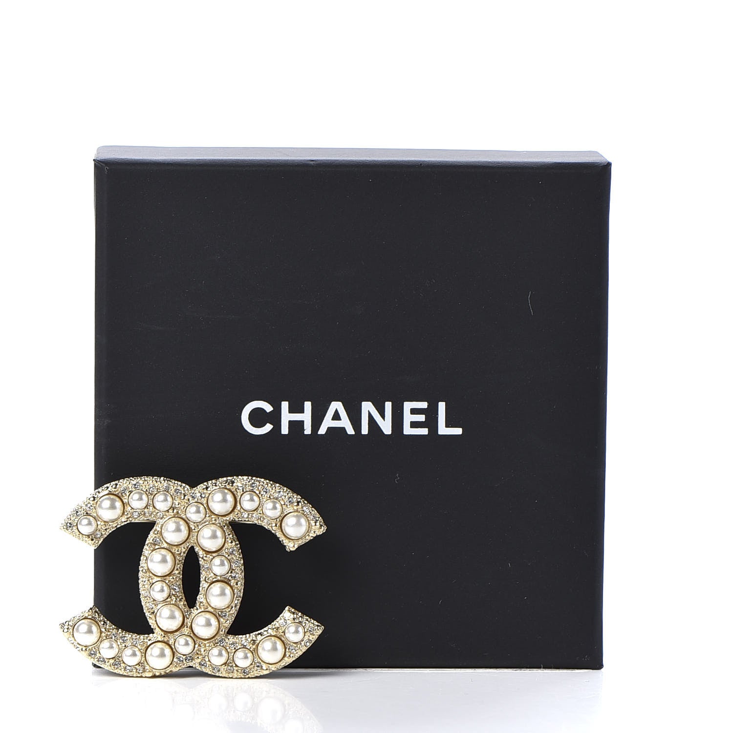 Chanel Pearl Crystal CC Brooch Gold 4 of 4