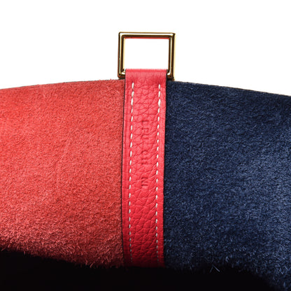 Hermes Taurillon Clemence Casaque Picotin Lock 22 MM Rose Extreme Bleu Nuit 6 of 8
