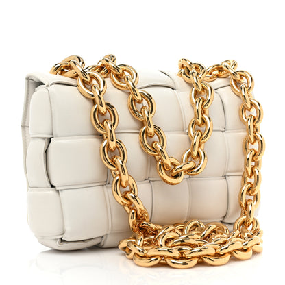 Bottega Veneta Lambskin Maxi Intreccio Padded Chain Cassette Crossbody Bag White 4 of 22