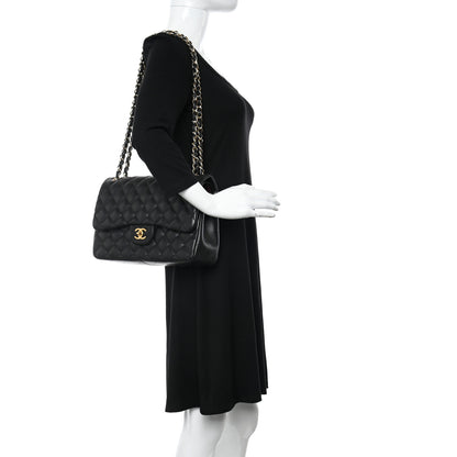 Chanel Lambskin Quilted Jumbo Double Flap Black 2 of 10