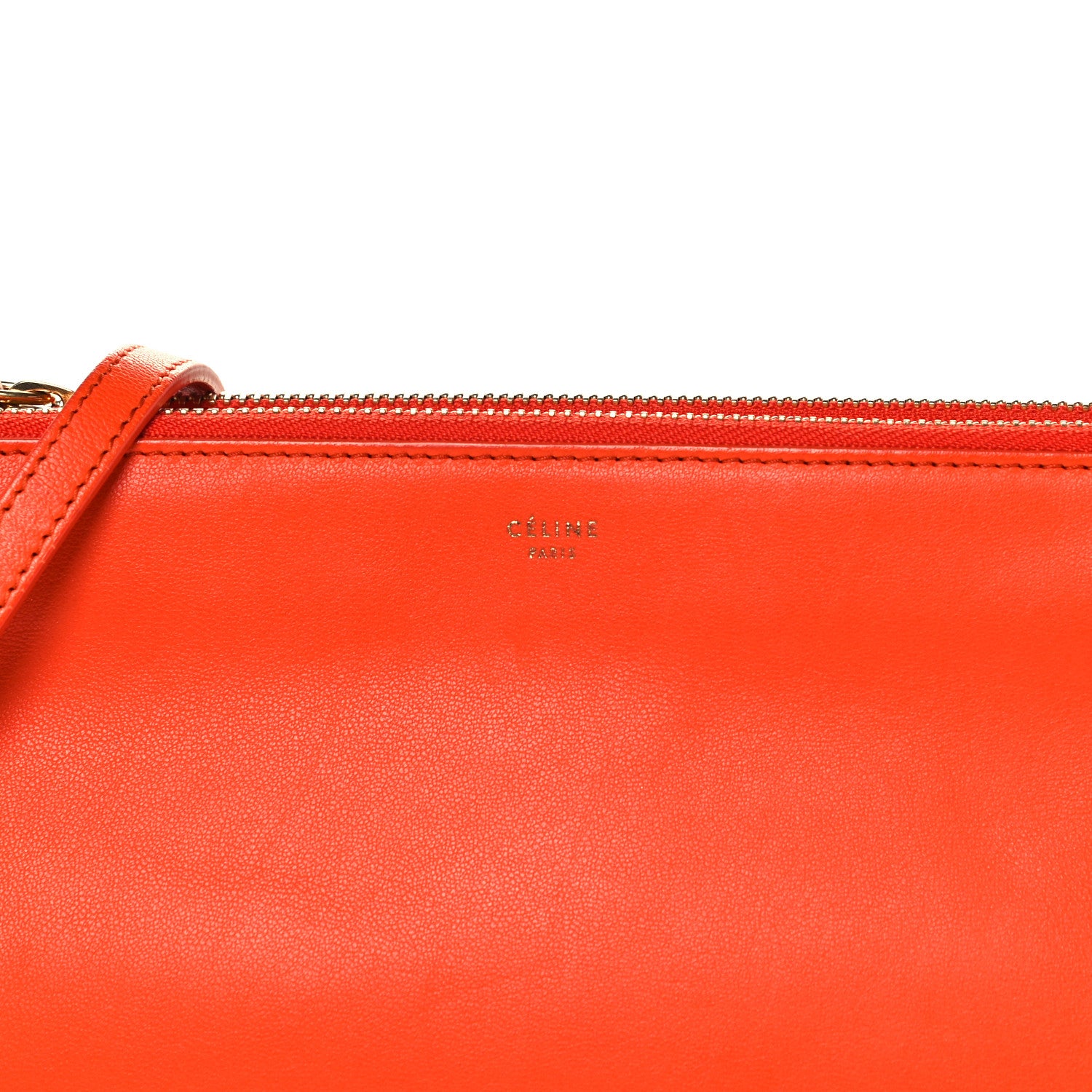 Celine Lambskin Small Trio Crossbody Bag Bright Orange 8 of 12