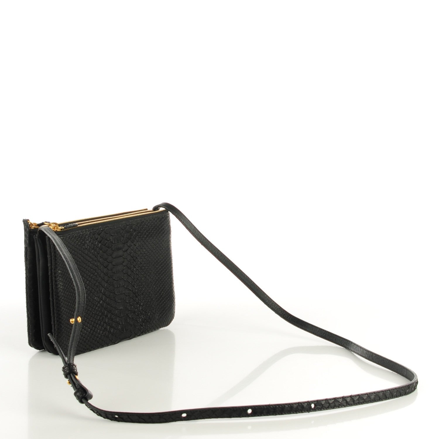 Celine Python Small Trio Crossbody Bag Black 3 of 7