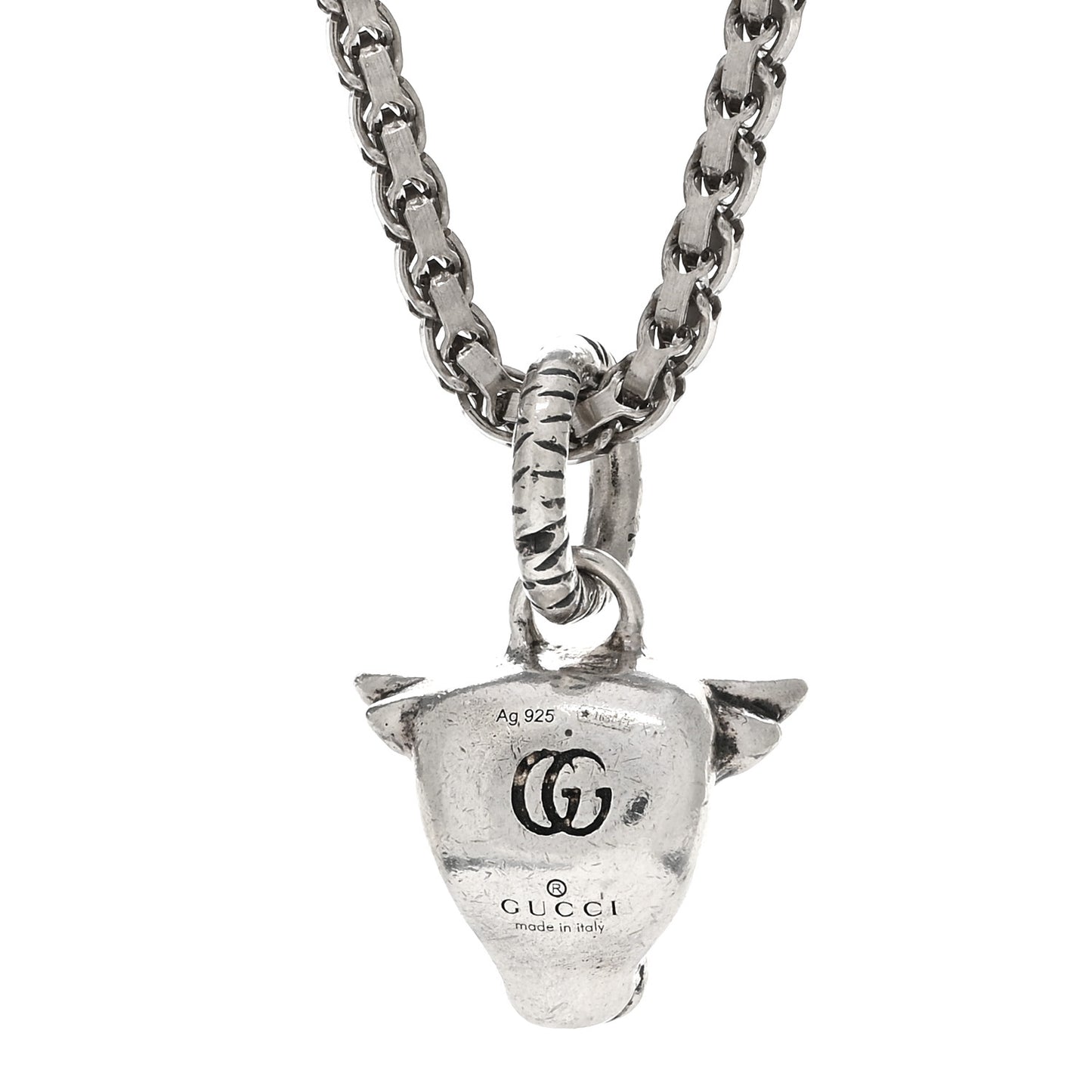 Sterling Silver Anger Forest Bull Head Necklace