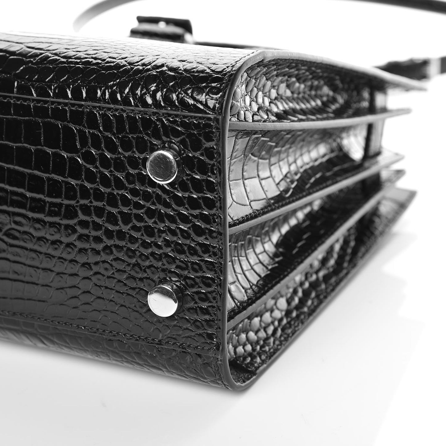 Calfskin Crocodile Embossed Baby Sac De Jour Black