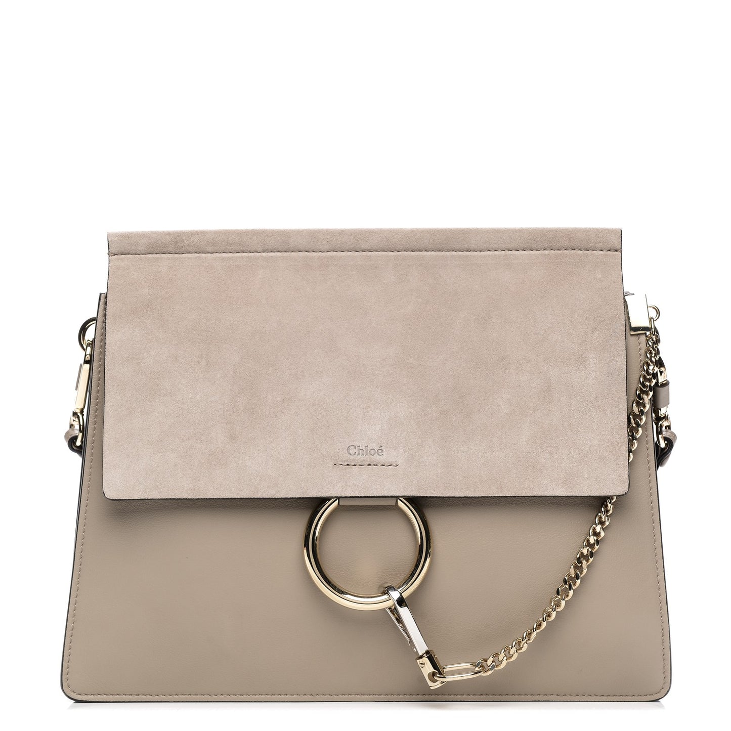 Calfskin Suede Medium Faye Shoulder Bag Motty Grey