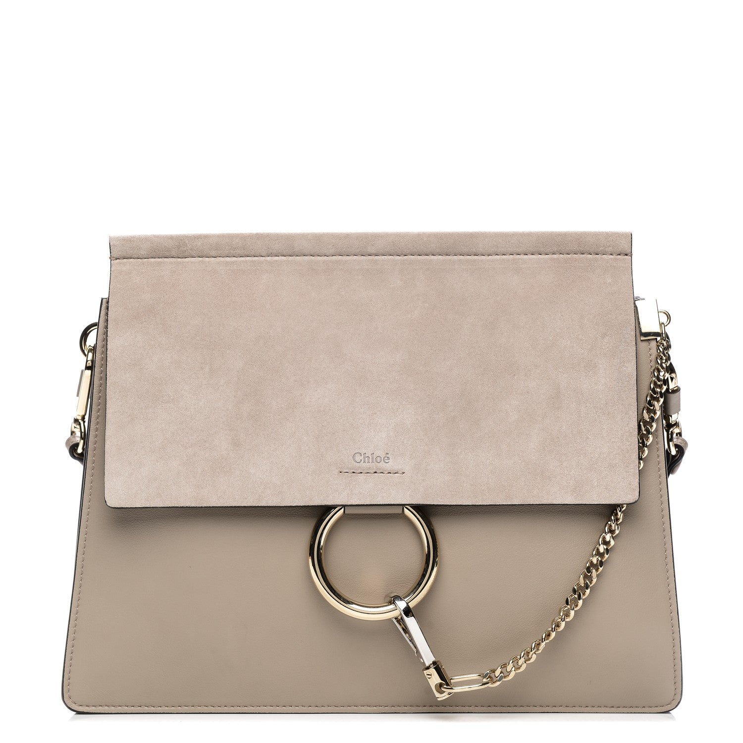 Chloe Calfskin Suede Medium Faye Shoulder Bag Motty Grey 1 of 7