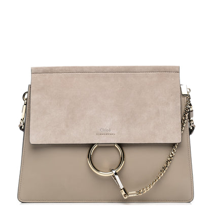 Chloe Calfskin Suede Medium Faye Shoulder Bag Motty Grey 1 of 7
