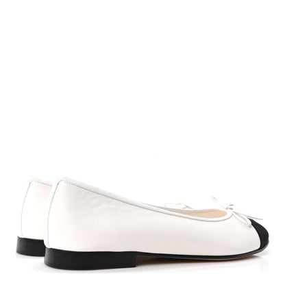 Chanel Lambskin Cap Toe CC Ballerina Flats 40.5 White Black 5 of 10