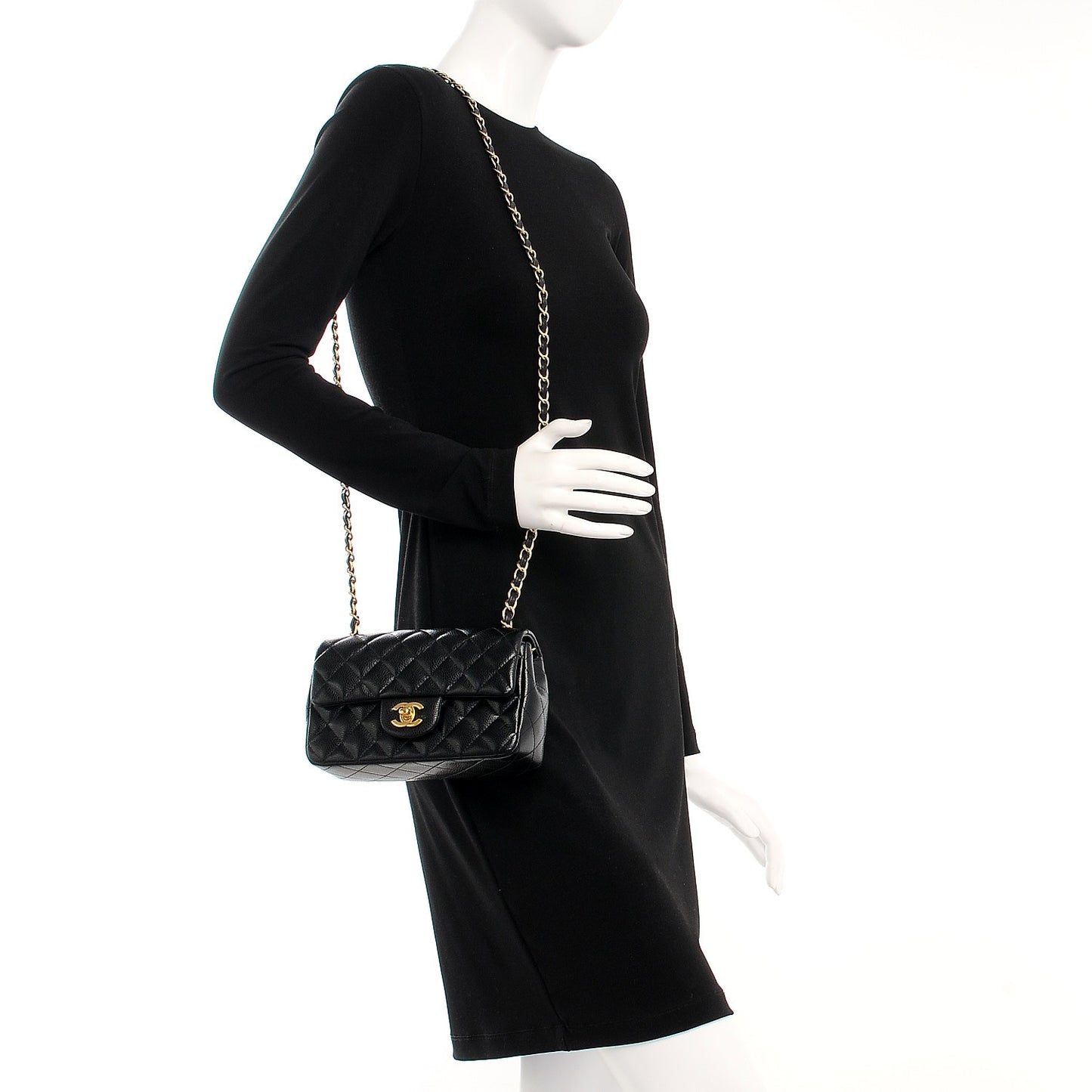 Caviar Quilted Mini Rectangular Flap Black