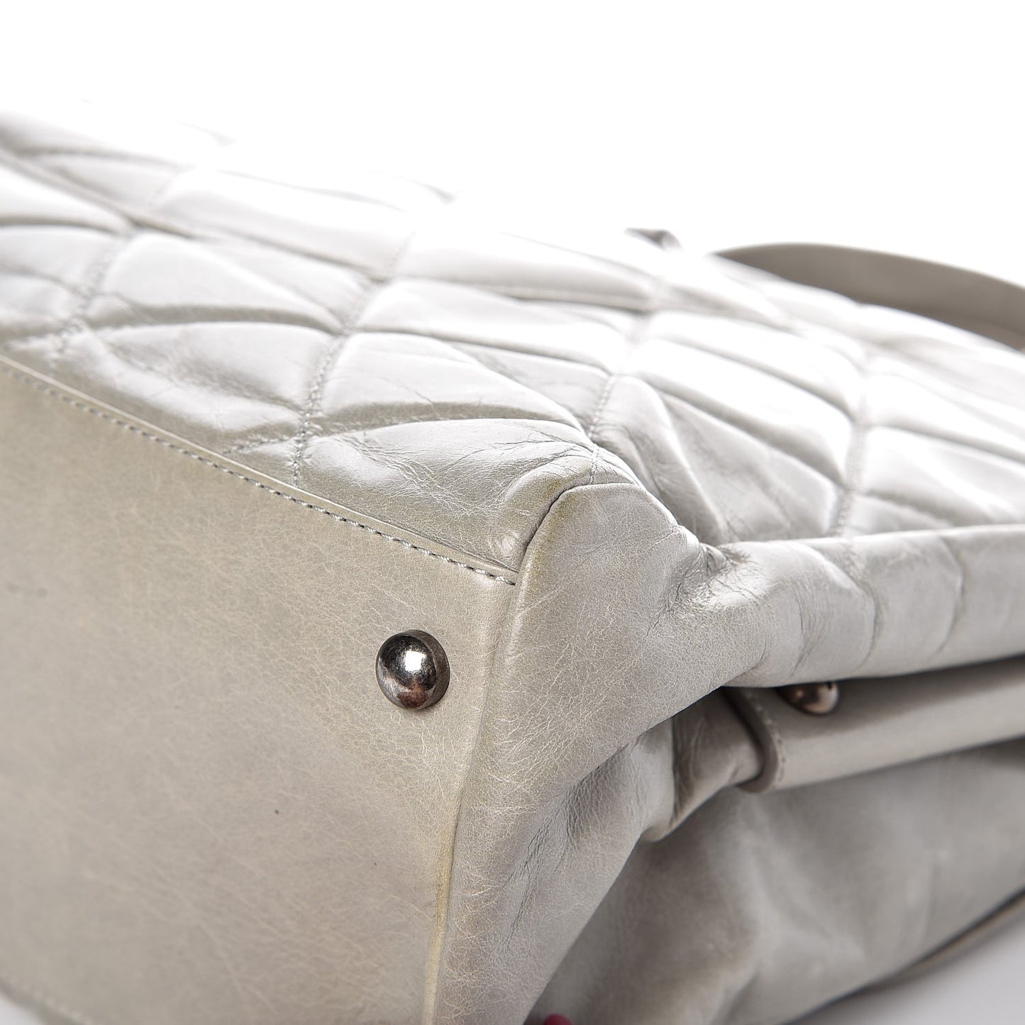 Glazed Calfskin Boy Satchel Flap Light Grey