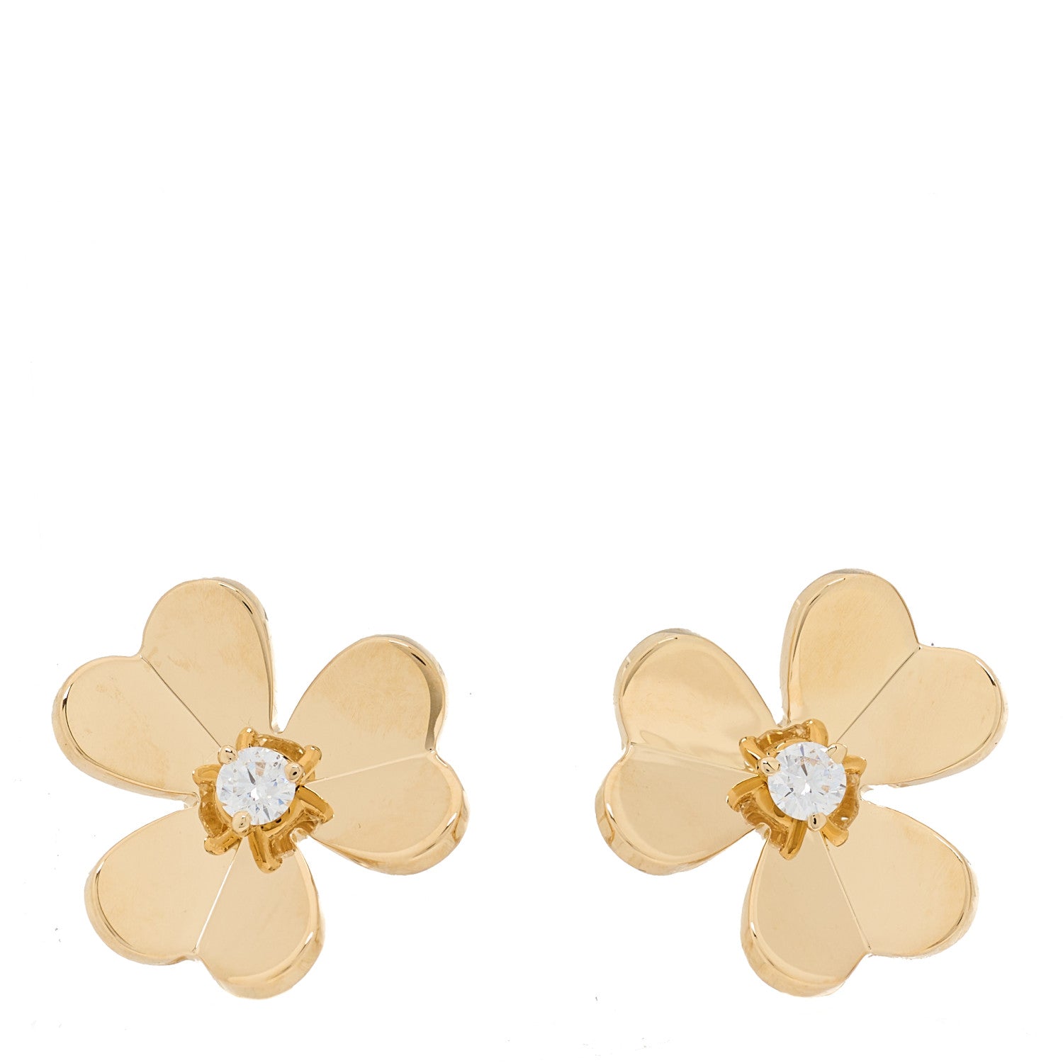 Van Cleef & Arpels 18K Yellow Gold Diamond Small Frivole Earrings 1 of 5