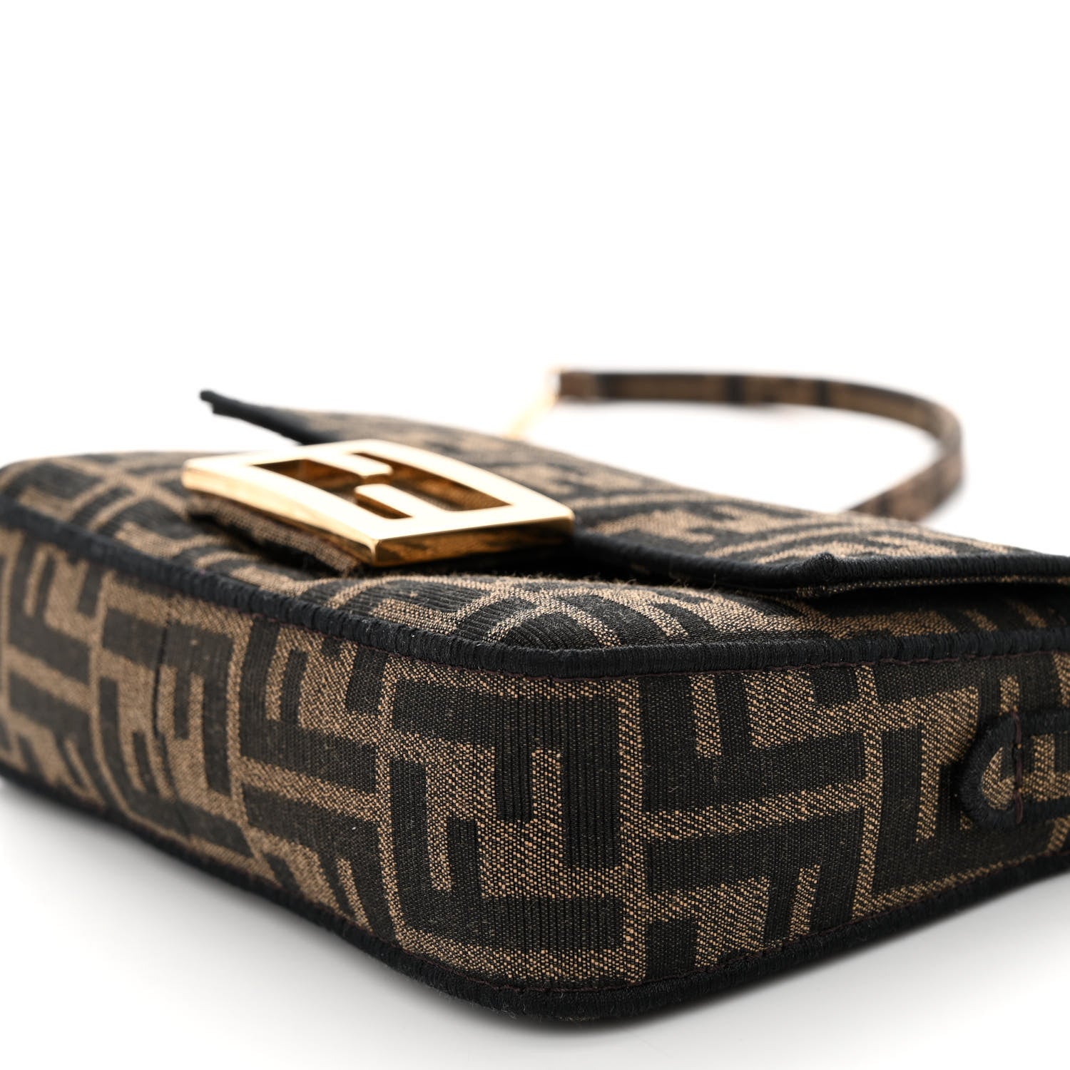 Fendi Fabric Jacquard FF 1974 Mini Baguette Tobacco Moro Black 11 of 11