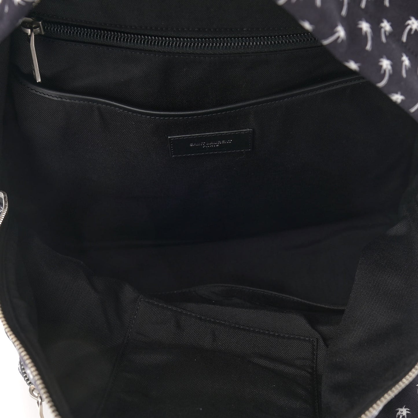 Canvas Palm Tree Print City Backpack Black White
